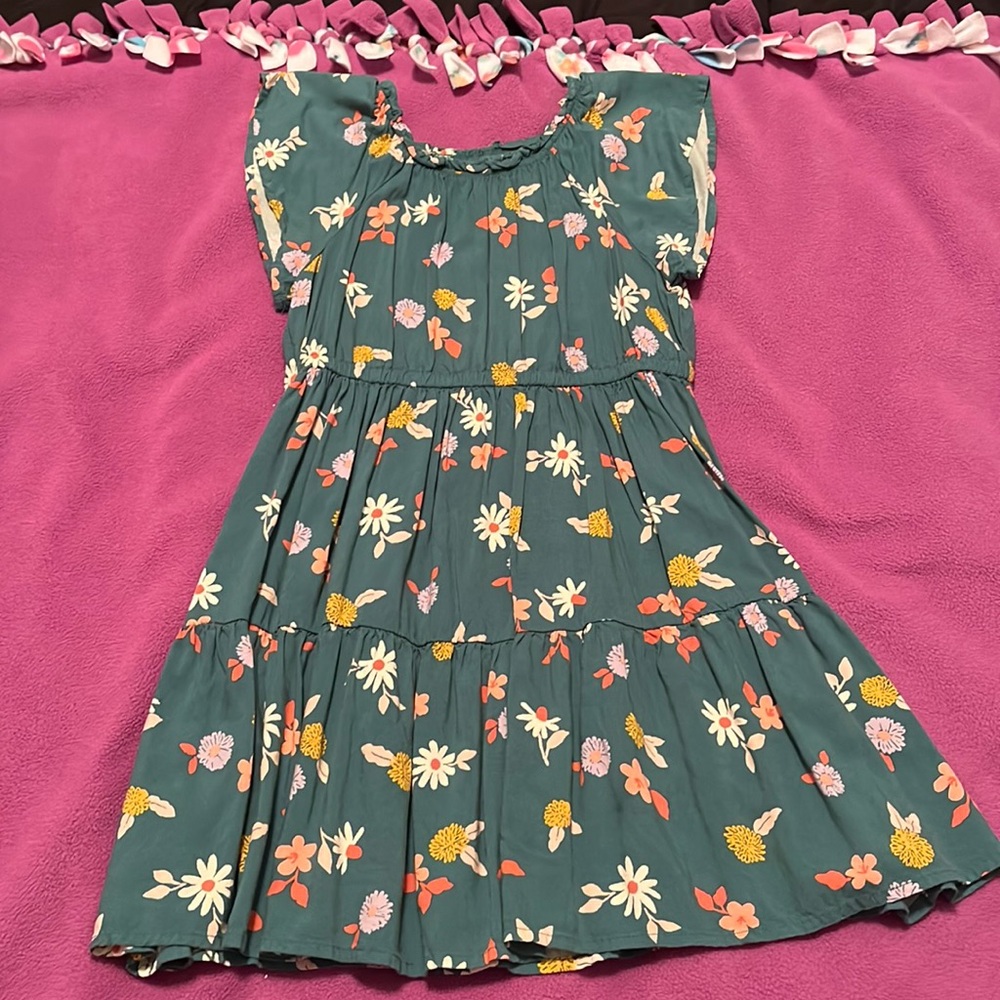 Cat &Jack green floral dress